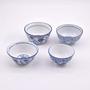 
Blue and white porcelain small bowl commercial catering ceramic rice bowl household mini 4-inch soup bowl retro 4.5-inch vintage style