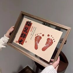 Baby's First Birthday, One Hundred Days, One-Year-Old Gift, Hand and Foot Print Keepsake, Commemorative Photo Frame, First Birthday Celebration Keepsake