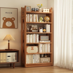 Bear-Shaped Solid Wood Bookshelf Floor-Standing Storage Rack Cartoon Children's Bookcase Home Living Room Storage Cabinet Multi-Layer Storage Shelf