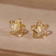 Diamond-encrusted opal star earrings, elegant, simple and versatile earrings, niche, exquisite ins, small, high-end earrings