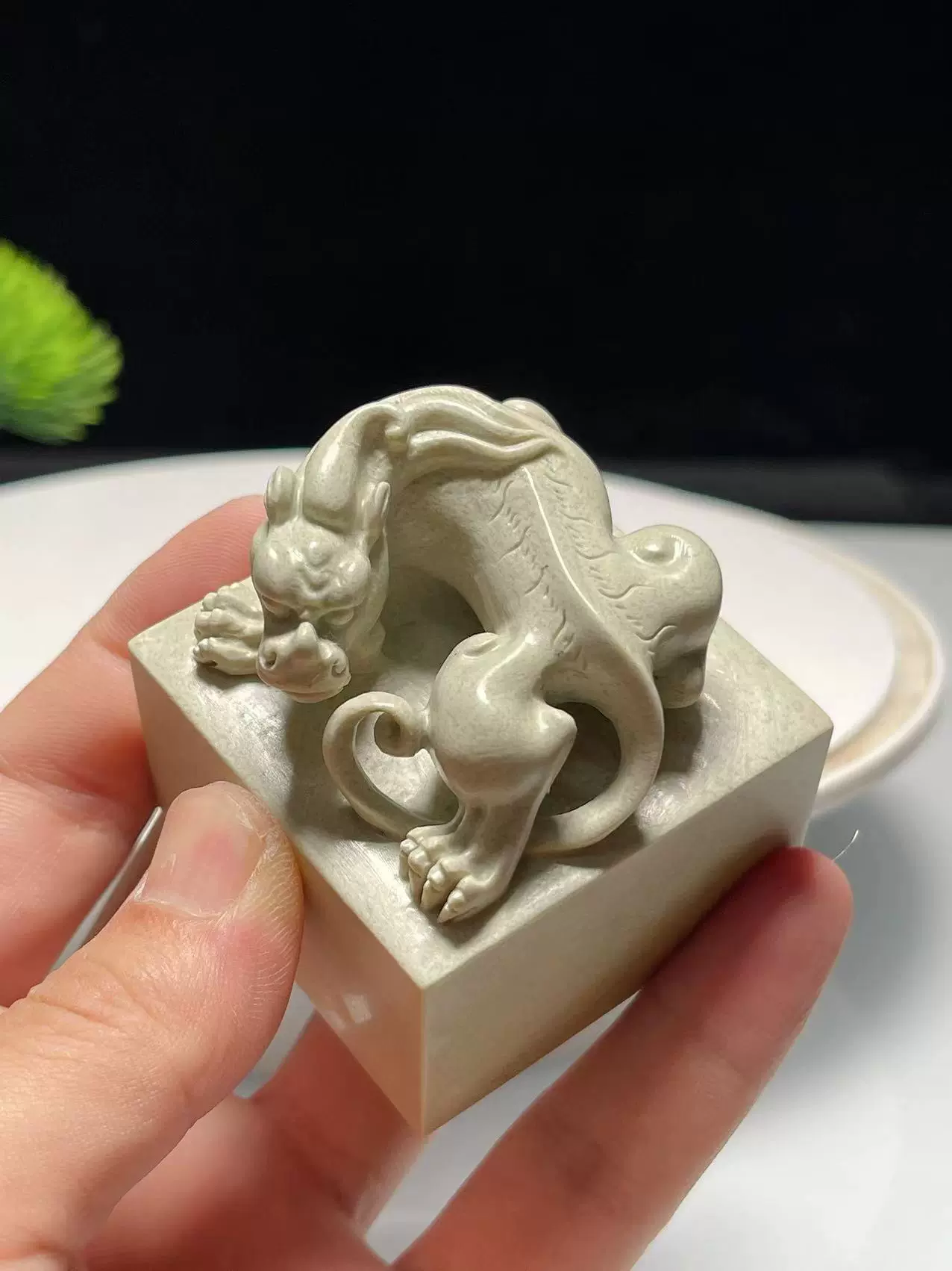 獅子】 螭虎 古獣 美品 高級印材 篆刻 印石 青田 印石 水