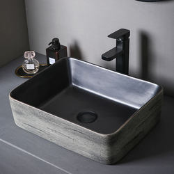 Black Ceramic Countertop Basin, Vintage Washbasin, Bathroom Household Washbasin, Balcony Basin, Outdoor Basin
