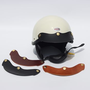 Retro helmet brim with lightning genuine cowhide decoration