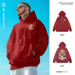 New autumn and winter loose casual velvet hooded sweatshirt for men