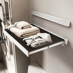 Invisible Towel Rack, Foldable Integrated Towel Rack for Bathroom, No-Drill Bathroom Hanging Clothes Organizer, Storage Shelf