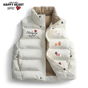 
Charles Heart Autumn and Winter Vest Men's Sleeveless Waistcoat Dachshund Print Casual Jacket Vest Cotton Coat