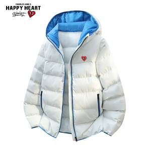 
Charles Heart American hooded contrasting color cotton jacket for men and women winter new thickened warm cotton jacket couple jacket