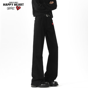 
Charles Heart American Scimitar Jeans Men's Spring and Autumn Loose Wide Leg Straight Versatile Slightly Flared Long Pants