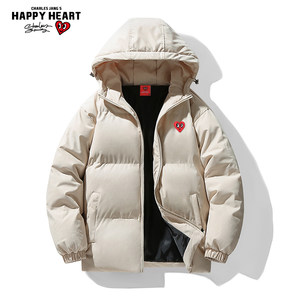 
Charles Tao Xin Men's Cotton Clothes Hooded Autumn and Winter New Trendy Brand Cotton Jackets to Keep Cold and Warm Trendy Brand Couples Cotton Clothes