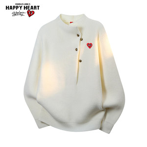 
Charles Heart Half Turtle Collar Couple Autumn and Winter Sweaters for Men and Women Lazy Casual Knitwear Pullover Long Sleeve Tops