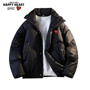 
Charles heart thickened stand collar men's and women's cotton coat winter loose new warm bread couple's cotton coat jacket