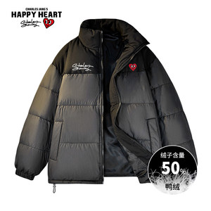 
Charles Tao Xin American style color block stand collar down jacket men's winter cold protection versatile trendy brand warm couple jacket