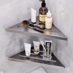 Bathroom Triangular Shelf, No-Drill Corner Wall-Mounted Tray for Toilet, Shower Room, and Sink Storage