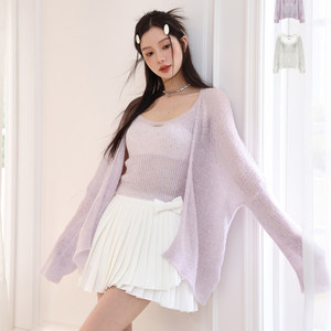 
Ye Shuhua Zhou Ye's AsGony taro purple thin knitted cardigan for women's spring and summer unique and beautiful top