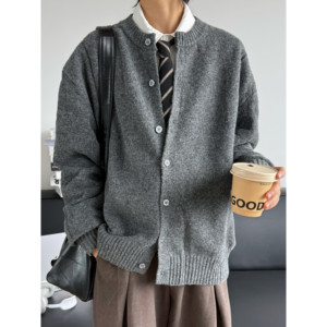 
19otiwtt autumn and winter knitted cardigan sweater for men and women round neck heavyweight lazy style warm sweater high intelligence jacket