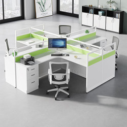 Office Simple Staff Computer Desk with Cabinet 24-Person Screen Workstation Table Staff Desk and Chair Combination