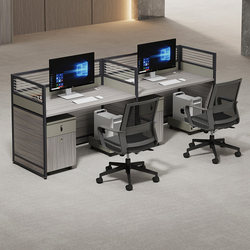Grid-Style Office Desk and Chair Set, Employee Workstation, Company 4-Person Workstation, Staff Cubicle, 6-Person Face-To-Face Seating Cubicle