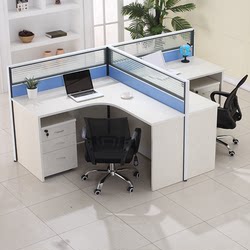 Light Blue Staff Desk Office Partition Employee Desk 4/6/8 Multi-Person Office Desk T/L-Shaped Corner Workstation