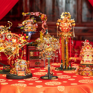 
Art Model National Style Wedding Three Lives Three Worlds Series Three-dimensional Puzzle Metal Assembly Model Handmade Wedding Gift