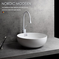 Countertop Ceramic Washbasin, Simple Bowl-Shaped Without Holes, for Home Bathroom or Balcony, Single Basin, Small Size Washbasin