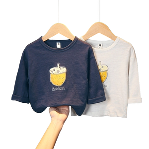 
Baby long-sleeved T-shirt Spring and Autumn Class A Bamboo Cotton Children's Top Boy Pure Cotton Baby Autumn Girl's Long-sleeved T-shirt
