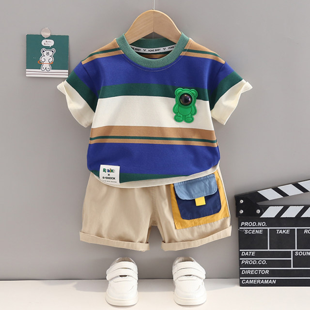 Boys' short-sleeved suit summer baby thin children's clothes 1 year old ...