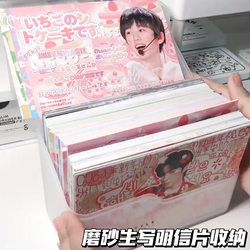 Ins Frosted Storage Box 5inch Flip-Top White Multifunctional Storage Box for Postcards and Small Cards