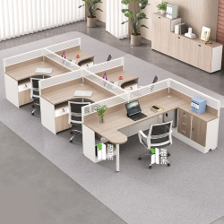 Staff Desk 5-Seat Staff Desk Modern Screen Deck Desk and Chair Combination 4-Seat Table with Main Tube Position