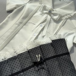 Chumachiyo Original Jk Floral Long-Sleeved College Style Lace Shirt Top Polka Dot Skirt Gray Suit for Women