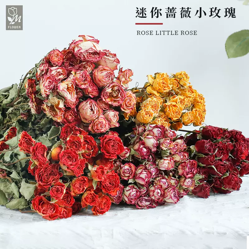 蔓玥迷你蔷薇小玫瑰diy手工干花花材永生花插花香薰蜡烛点缀花