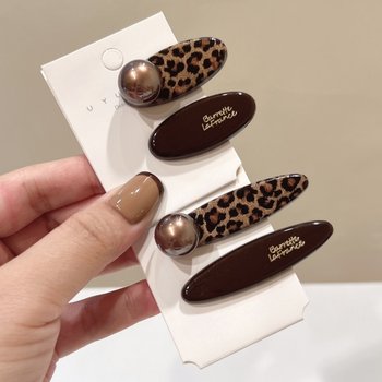 
Leopard print hairpin women's 2025 new high-end style