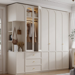 French Cream Wardrobe For Home Bedroom Small Apartment Modern Minimalist Finished Cabinet Cream Style New arrival Coat Cabinet