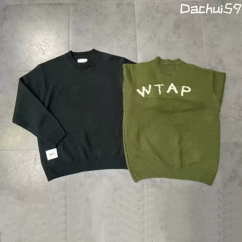 WTAPS 23AW圆领套头毛衣提花字母长袖针织衫日系潮复古休闲余文乐-Taobao