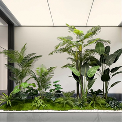 Artificial Plant Landscaping, Large Areca Palm, Traveler's Banana Potted Plant, Office, Restaurant, under Stairs, Window Display, Green Plant Decoration