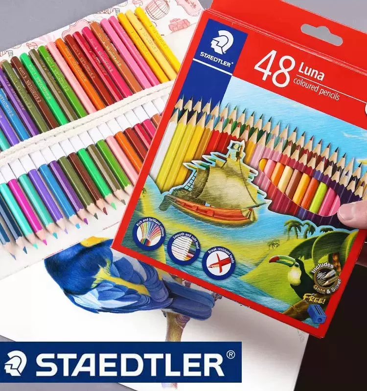 德国staedtler施德楼彩铅48色水溶性彩铅专业手绘油性彩色铅笔36色学生 