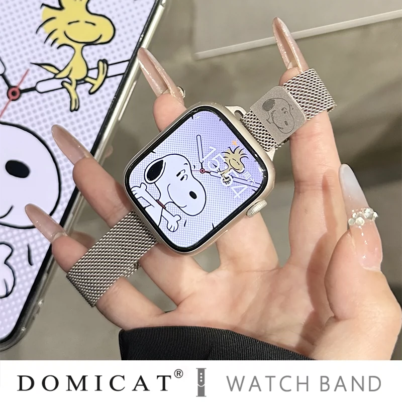 domicat适用applewatchUltra苹果手表iwatchs8米兰尼斯s9金属磁吸钢带s7高级SE女生6夏季5透气4新款可爱卡通-Taobao