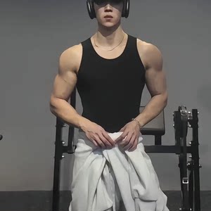 
Fitness sports vest men's pure cotton threaded sleeveless T-shirt tight-fitting elastic basketball hurdle vest old man sweatshirt trendy