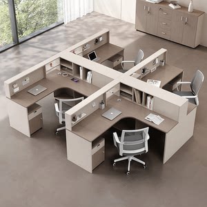 Desk staff screen desk and chair combination L-shaped deck partition double 24 four 6 person financial room furniture