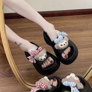 
Cartoon cute fashion sandals for women in summer thick sole wear flip flops beach shoes sandals women high heels EVA slippers