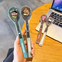 Stainless Steel Chopsticks and Spoon Set, Portable Cutlery Storage Box for Elementary School Students, One Person One Chopstick, Chopstick Box for Work