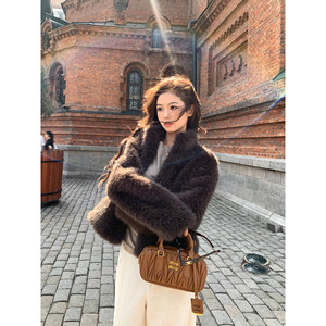 pusumede Hera Moonlight high-end imitation fur coat women's winter temperament loose short stand-collar coat