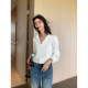 Pusumede Lusi same style! V-neck long-sleeved shirt for women in spring and autumn loose and simple design niche temperament top