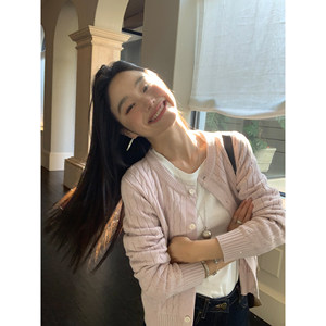 
pusumede autumn bud classic twist sweater cardigan women's knitted niche design jacket top