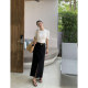 pusumede black straight suit skirt for women in summer high waist design slit mid-length hip-cover skirt