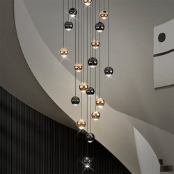 Minimalist Staircase Chandelier Modern Simple Loft Villa Duplex Building Spiral Staircase Light Long Chandelier for Open Space