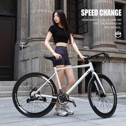 American Racing Bike 700C Curved Handlebar Fixed Gear Road Bicycle for Men and Women, Urban Student Adult Bicycle