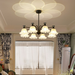 French Mid-Century Style Living Room Chandelier, Glass Lamp, Black Bedroom Room Lighting, Simple and Elegant, Personalized Projection Main Light