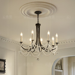 French-Style Living Room Chandelier Main Light, Vintage Mid-Century Pearl Dining Room Bedroom Light, Cloakroom American-Style Candle Light with a High-End Feel