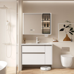 Small Apartment Large Storage Bathroom Cabinet Combination Drawer Pull-Out Basket Bathroom Ceramic Integrated Washbasin Sink