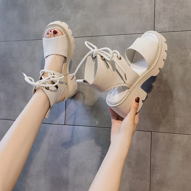 Korean versatile thick heels Roman shoes 2024 Summer new thick